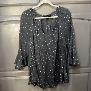 Gray Polka Dot Blouse